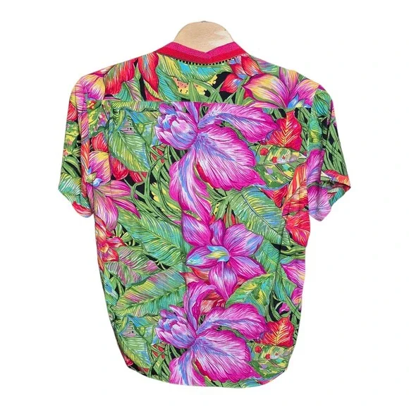 VTG Jams World Hawaiian Aloha Shirt‎ Made in USA Bold Floral Tropical Men's XL - Picture 3 of 7